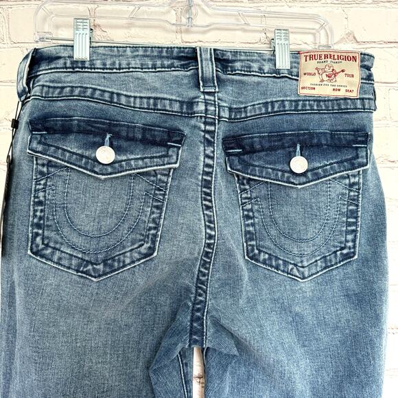 NEW True Religion Wms Becca Mid Rise Flap Pocket Denim Bootcut Jeans Size 32 - Picture 7 of 10